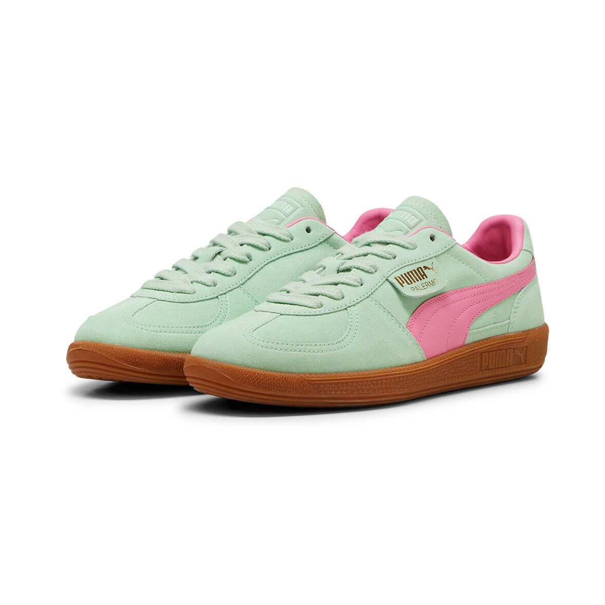 Green and store pink pumas